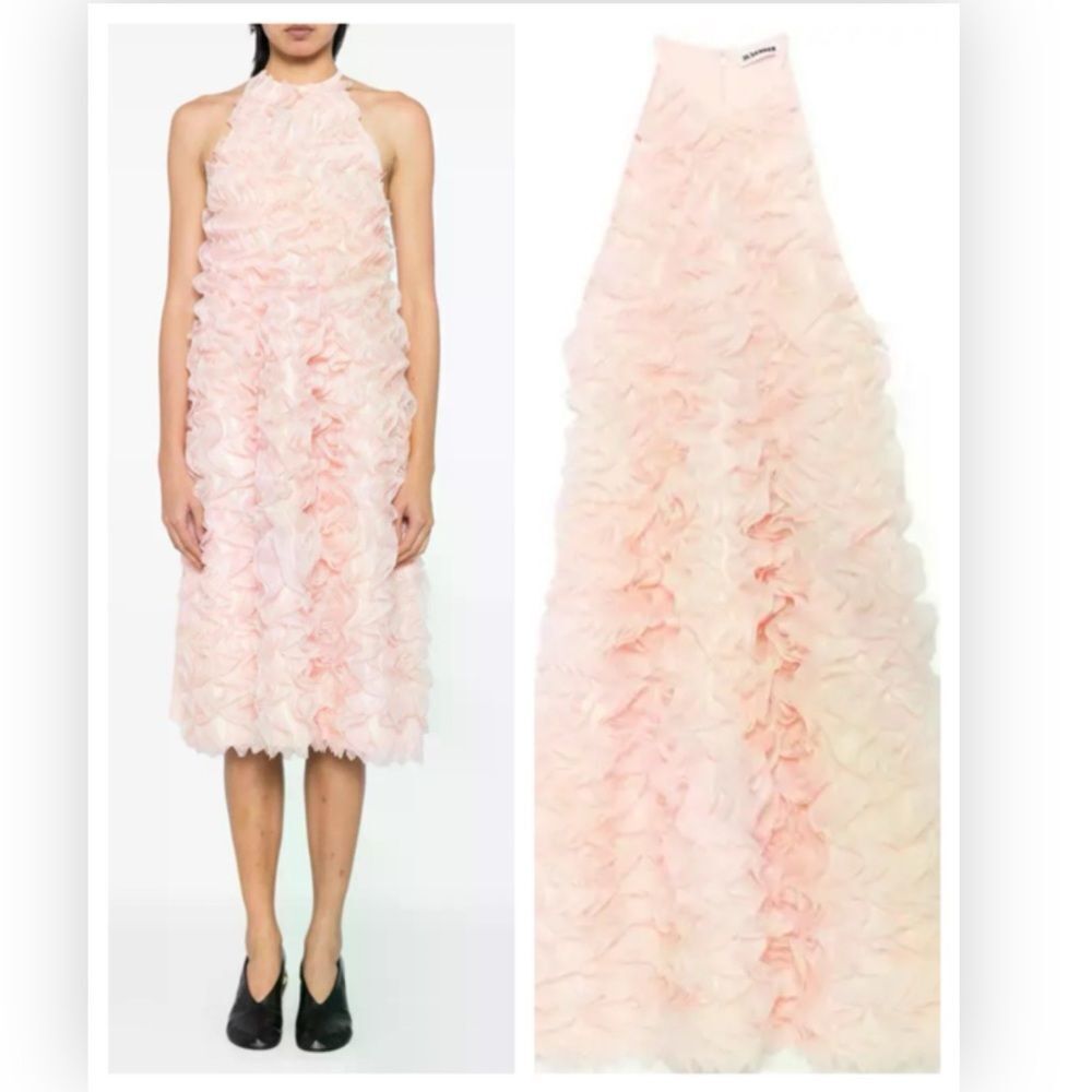 Jil Sander Rare Statement Ruffle Sleeveless Oversize Dress $6098